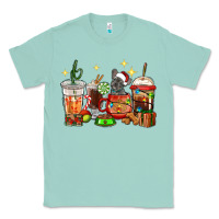 Seafoam Christmas coffee cups with French Bulldog Classic Tee - RanaPortraitStore