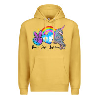 Antique Gold peace love unicorn Premium Hoodie - LillyAllenDesigns