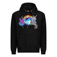Black peace love unicorn Premium Hoodie - LillyAllenDesigns