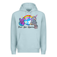 Blue Mist peace love unicorn Premium Hoodie - LillyAllenDesigns