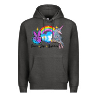 Charcoal Heather peace love unicorn Premium Hoodie - LillyAllenDesigns