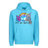 Ocean Blue peace love unicorn Premium Hoodie - LillyAllenDesigns