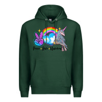 Sports Green peace love unicorn Premium Hoodie - LillyAllenDesigns