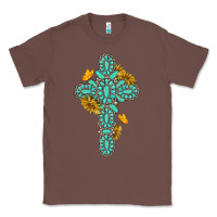 Chestnut gemstone cross with sunflowers and butterflies Classic Tee - texasbilliewilder