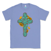 Colony Blue gemstone cross with sunflowers and butterflies Classic Tee - texasbilliewilder