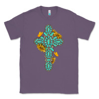 Lavender gemstone cross with sunflowers and butterflies Classic Tee - texasbilliewilder