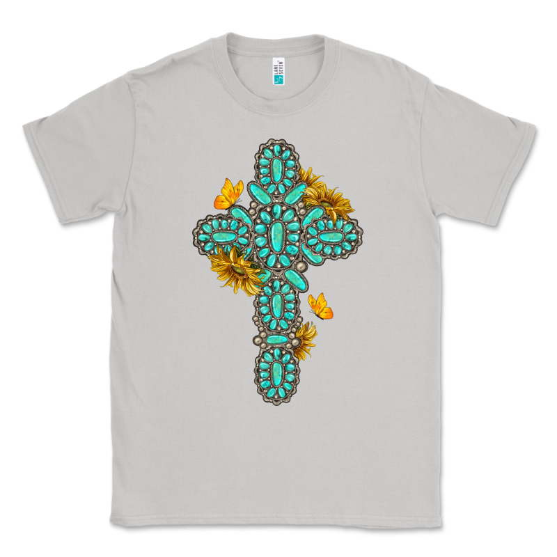 Gemstone Cross With Sunflowers And Butterflies Classic Tee by texasbilliewilder | Teevron