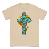 Mushroom gemstone cross with sunflowers and butterflies Classic Tee - texasbilliewilder