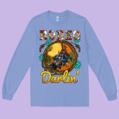 Western Rodeo Darlin' Sunset Sunflowers Weapon Long Sleeve Tee Designed By Barkaloodesign