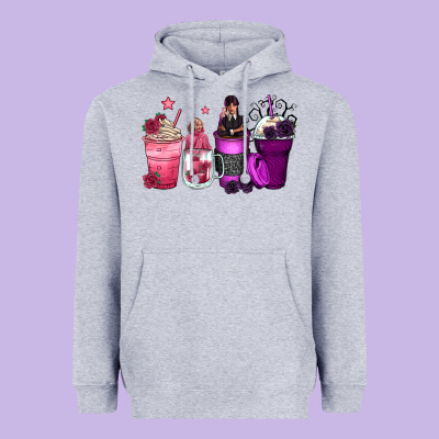 Wednesday And Enid Coffee Cups Heavyweight Hoodie Designed By Zillion Design Studio