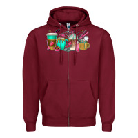 Burgundy hair hustler coffee cups Zipper Hoodie - texasbilliewilder