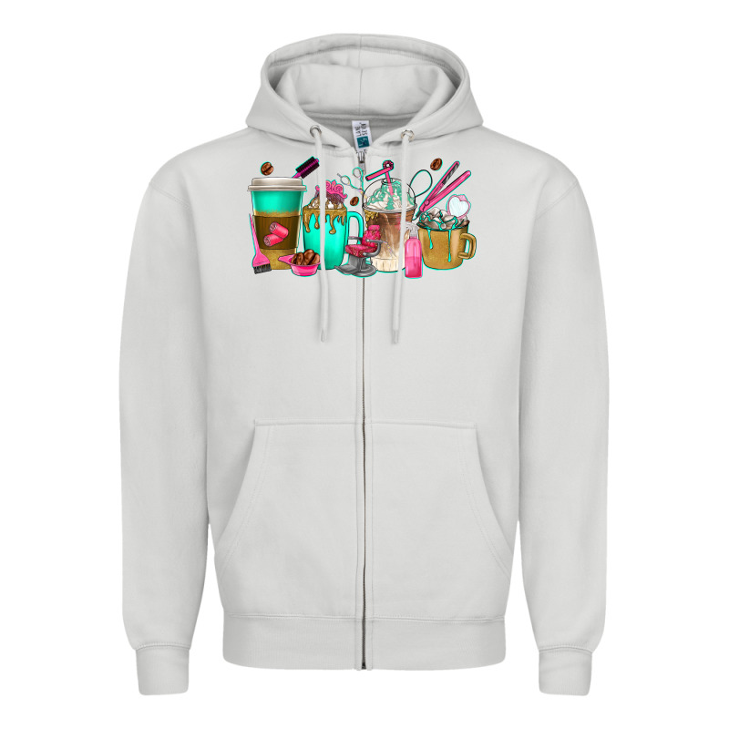 Hair Hustler Coffee Cups Zipper Hoodie by texasbilliewilder | Teevron