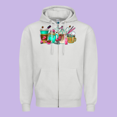 Hair Hustler Coffee Cups Zipper Hoodie Designed By Texasbilliewilder