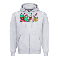 Heather Grey hair hustler coffee cups Zipper Hoodie - texasbilliewilder