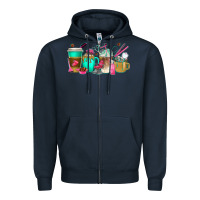 Navy hair hustler coffee cups Zipper Hoodie - texasbilliewilder