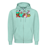 Seafoam hair hustler coffee cups Zipper Hoodie - texasbilliewilder