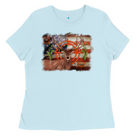 Baby Blue deer hunting target american flag  background Ladies Tee - BarkalooDesign