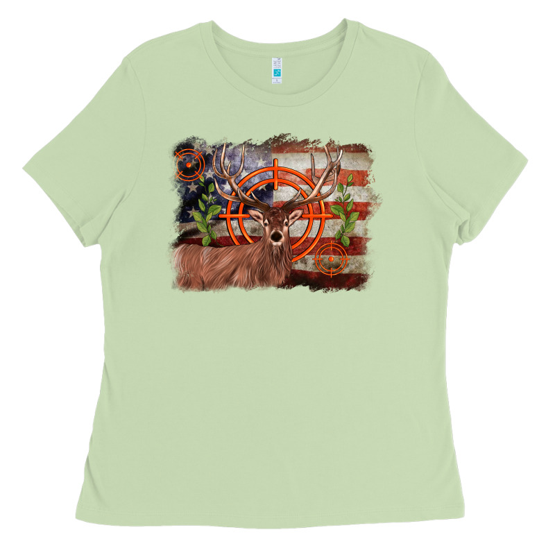 Deer Hunting Target American Flag  Background Ladies Tee by BarkalooDesign | Teevron
