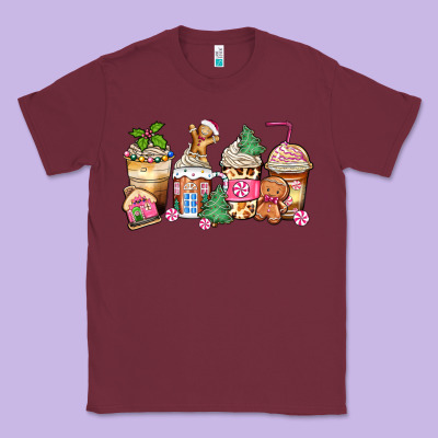 Pink Gingerbread Coffee Cups Classic Tee Designed By Zillion Design Studio