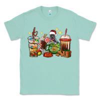 Seafoam Christmas coffee cups with Pitbull Classic Tee - RanaPortraitStore