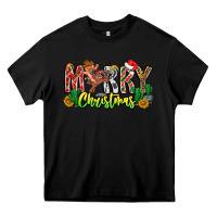 Black Merry Christmas Heavy Core Tee - CowhideDigitalArt