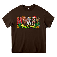 Chocolate Brown Merry Christmas Heavy Core Tee - CowhideDigitalArt