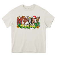 Cream Merry Christmas Heavy Core Tee - CowhideDigitalArt
