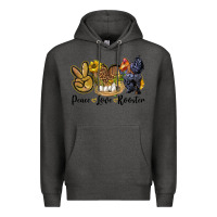 Charcoal Heather Peace Love Rooster Premium Hoodie - LillyAllenDesigns