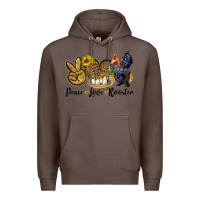 Coffee Peace Love Rooster Premium Hoodie - LillyAllenDesigns