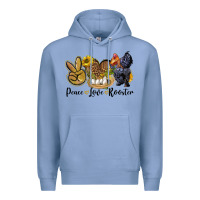 Colony Blue Peace Love Rooster Premium Hoodie - LillyAllenDesigns