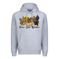 Heather Grey Peace Love Rooster Premium Hoodie - LillyAllenDesigns
