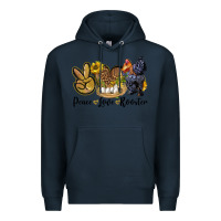 Navy Peace Love Rooster Premium Hoodie - LillyAllenDesigns