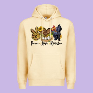 Peace Love Rooster Premium Hoodie Designed By Lillyallendesigns