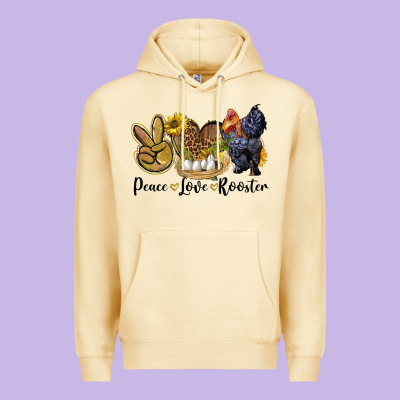 Peace Love Rooster Premium Hoodie Designed By Lillyallendesigns
