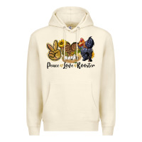 Sandshell Peace Love Rooster Premium Hoodie - LillyAllenDesigns