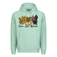 Seafoam Peace Love Rooster Premium Hoodie - LillyAllenDesigns