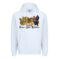 White Peace Love Rooster Premium Hoodie - LillyAllenDesigns