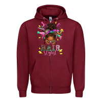 Burgundy hair stylist afro messy bun Zipper Hoodie - texasbilliewilder