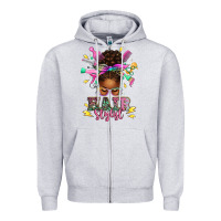 Heather Grey hair stylist afro messy bun Zipper Hoodie - texasbilliewilder