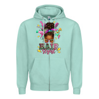 Seafoam hair stylist afro messy bun Zipper Hoodie - texasbilliewilder