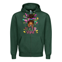 Sports Green hair stylist afro messy bun Zipper Hoodie - texasbilliewilder