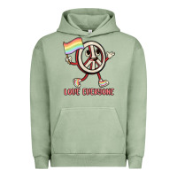 Pigment Oil Green love everyone Urban Hoodie - MaliasSmallBusiness