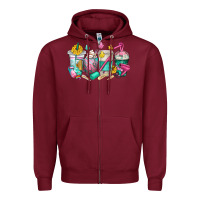Burgundy hairstylist coffee cups Zipper Hoodie - texasbilliewilder