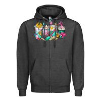 Charcoal Heather hairstylist coffee cups Zipper Hoodie - texasbilliewilder