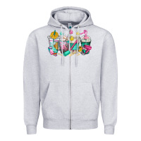 Heather Grey hairstylist coffee cups Zipper Hoodie - texasbilliewilder