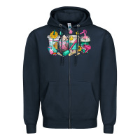 Navy hairstylist coffee cups Zipper Hoodie - texasbilliewilder