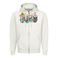 Oatmeal Heather hairstylist coffee cups Zipper Hoodie - texasbilliewilder