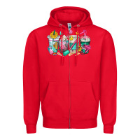 Red hairstylist coffee cups Zipper Hoodie - texasbilliewilder