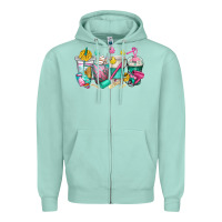 Seafoam hairstylist coffee cups Zipper Hoodie - texasbilliewilder