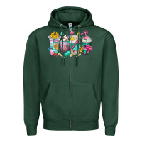 Sports Green hairstylist coffee cups Zipper Hoodie - texasbilliewilder